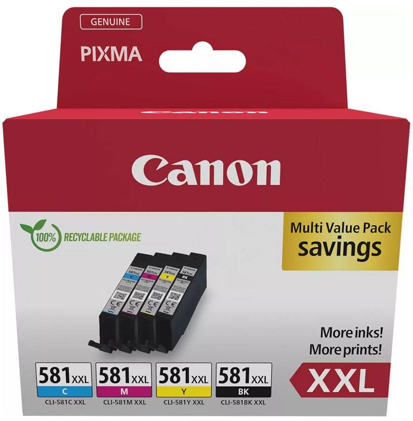 Canon inktcartridge CLI-581 XXL, 282 - 858 foto's, OEM 1998C007, 4 kleuren