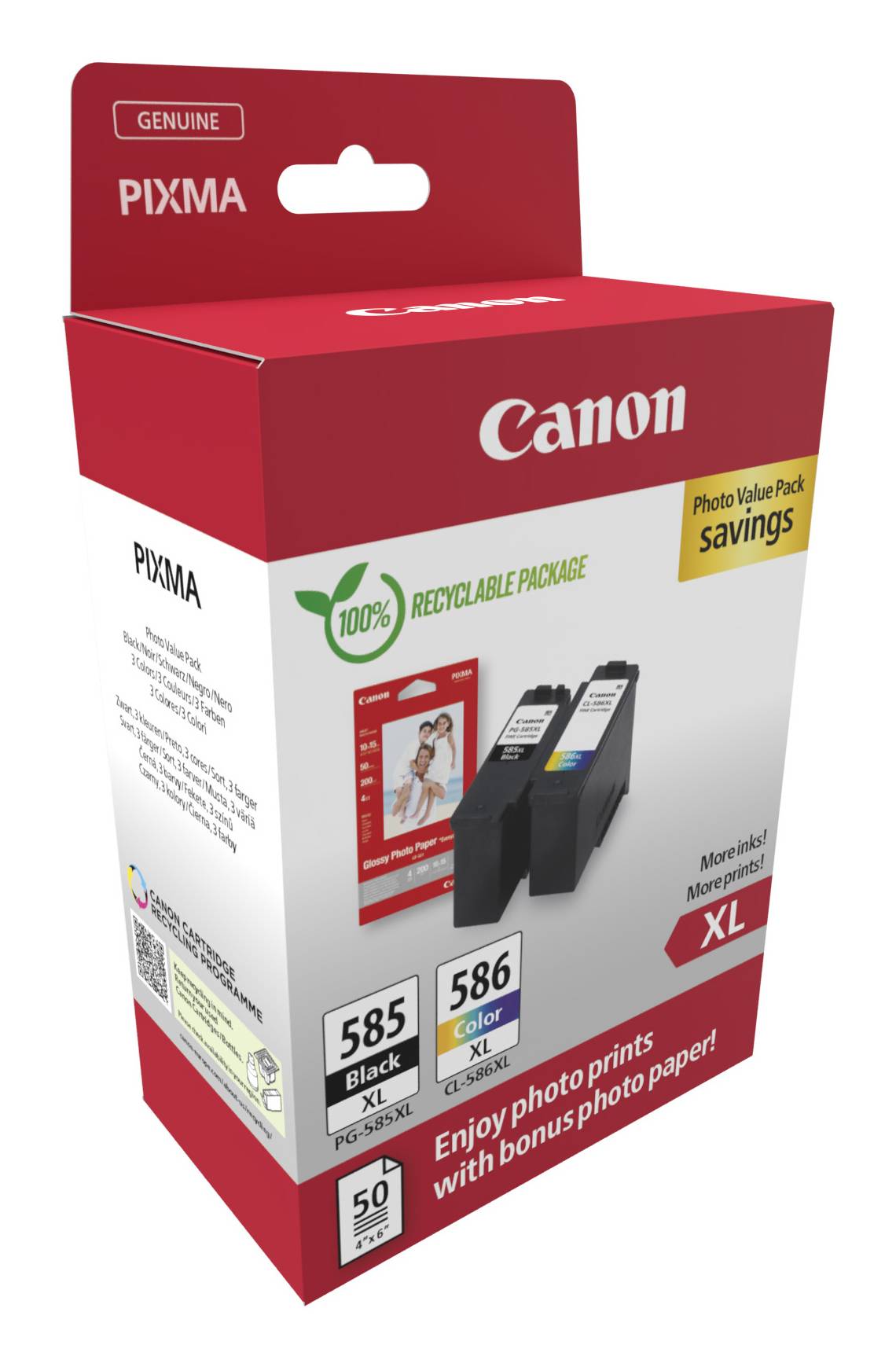Canon PG-585XL/CL-586 PVP inktcartridge 2 stuk(s) Origineel Hoog (XL) rendement Zwart, Cyaan, Magenta, Geel