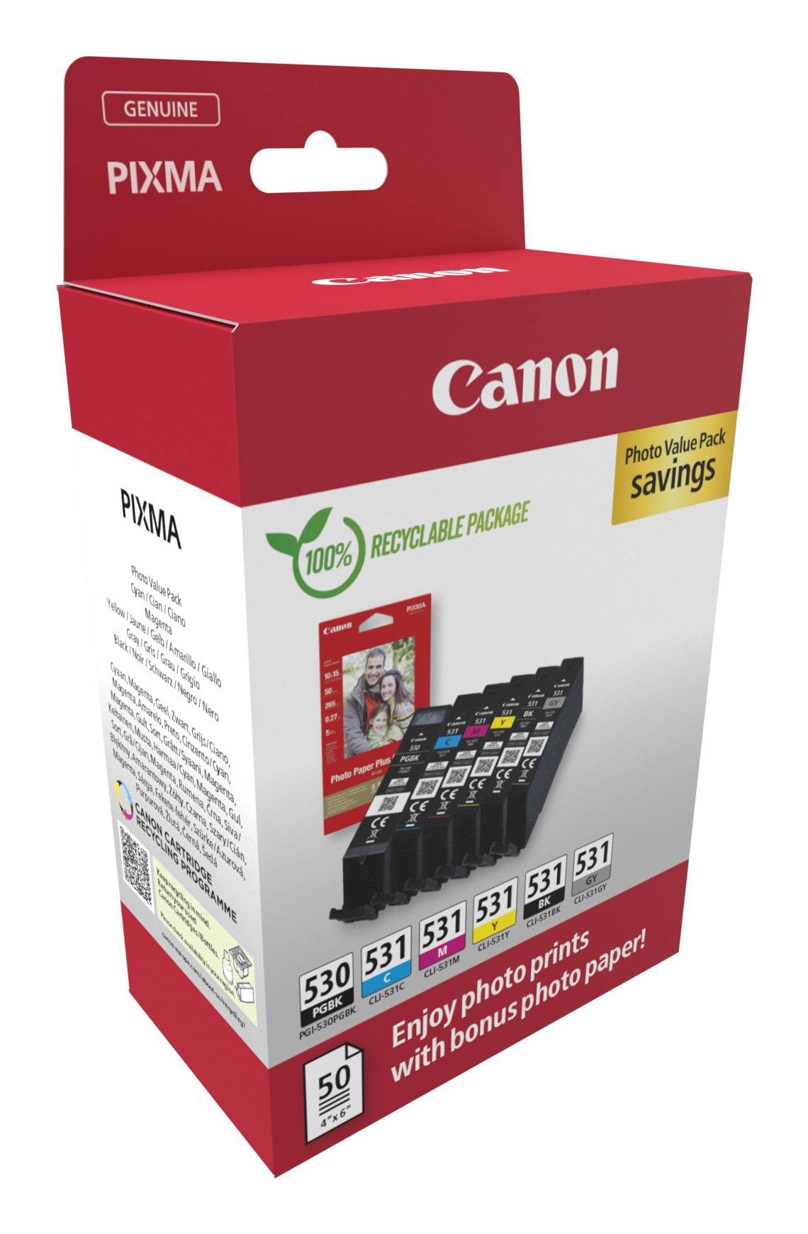 Canon PGI-530/CLI-531 PVP inktcartridge 6 stuk(s) Origineel Zwart, Cyaan, Grijs, Magenta, Foto zwart, Geel