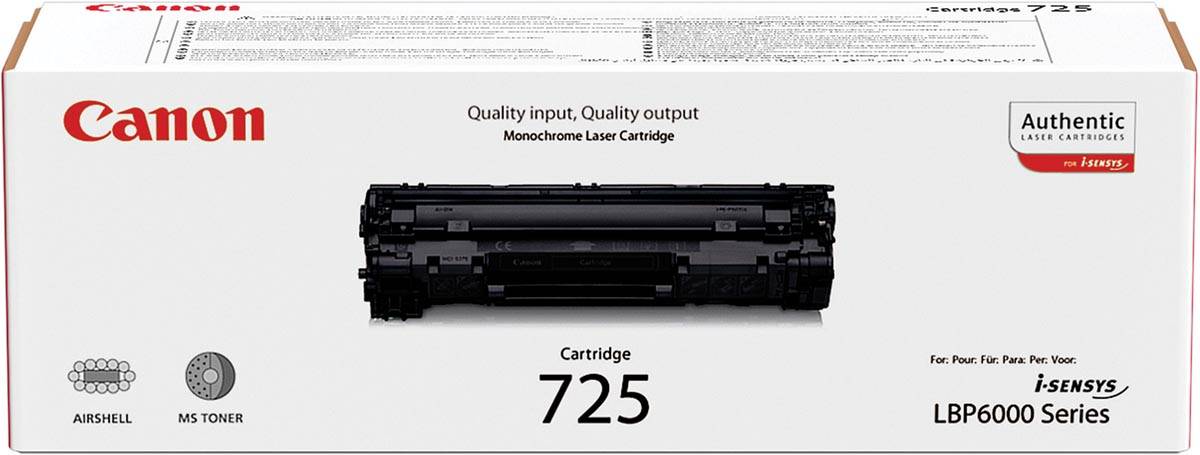 Canon toner 725, 1.600 pagina's, OEM 3484B002, zwart