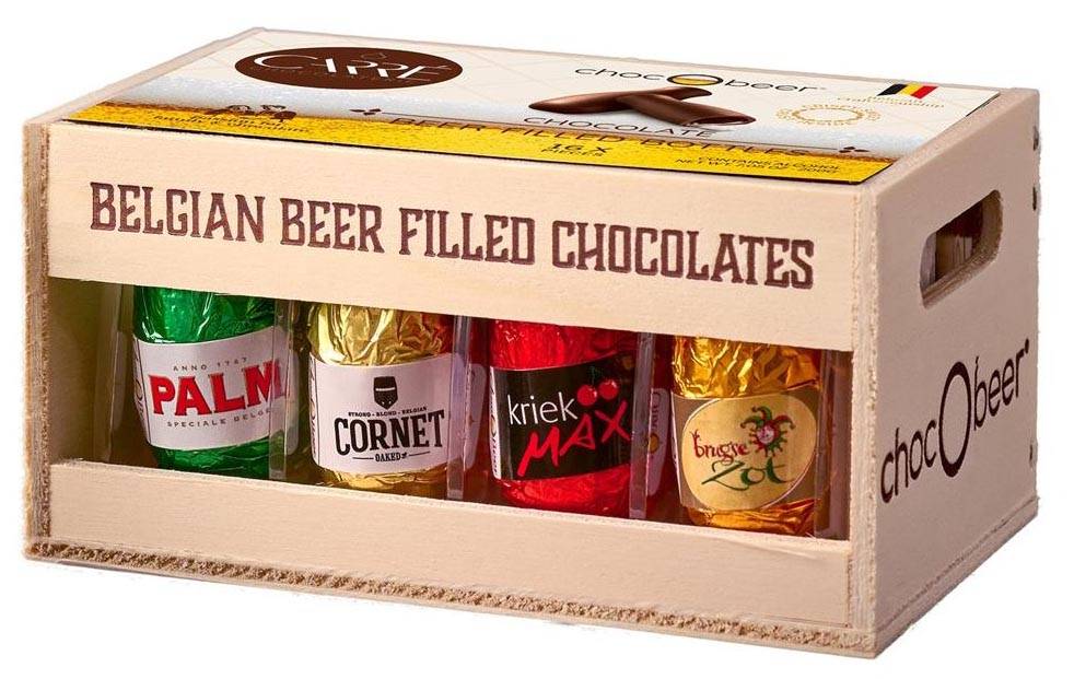 Carré Chocobeer chocolade, houten kist van 200 gram