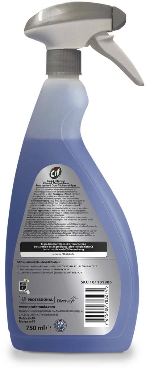 Cif glas- en interieurreiniger, flacon van 750 ml
