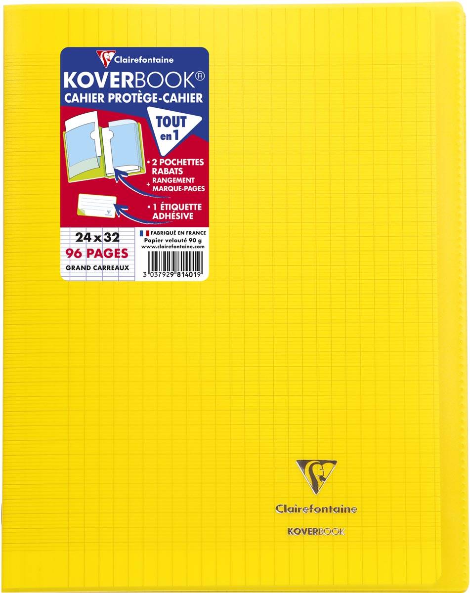 Clairefontaine schrift Koverbook voor ft A4+, 96 bladzijden, kaft in PP, seyès, transparant