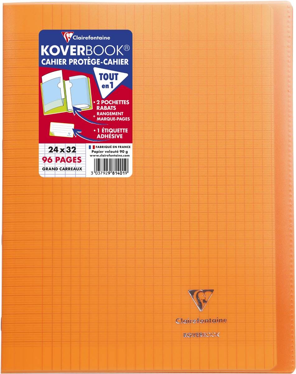 Clairefontaine schrift Koverbook voor ft A4+, 96 bladzijden, kaft in PP, seyès, transparant