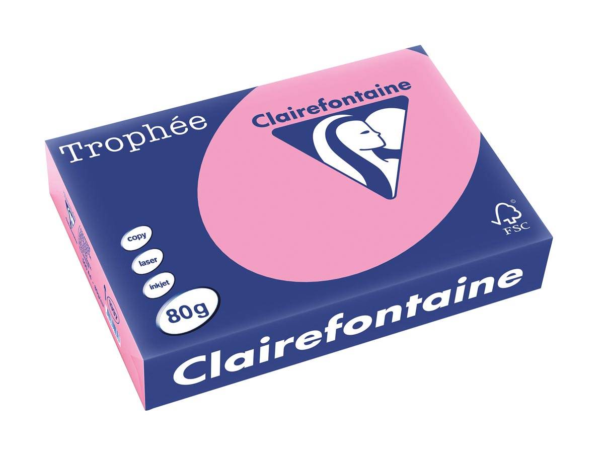 Clairefontaine Trophée gekleurd papier, A4, 80 g, 500 vel, felroze