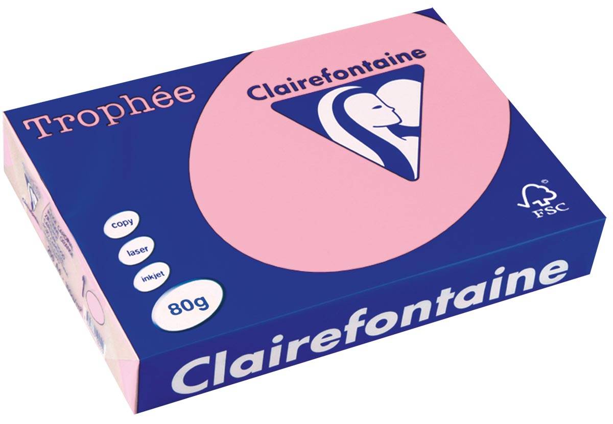 Clairefontaine Trophée gekleurd papier, A4, 80 g, 500 vel, roze