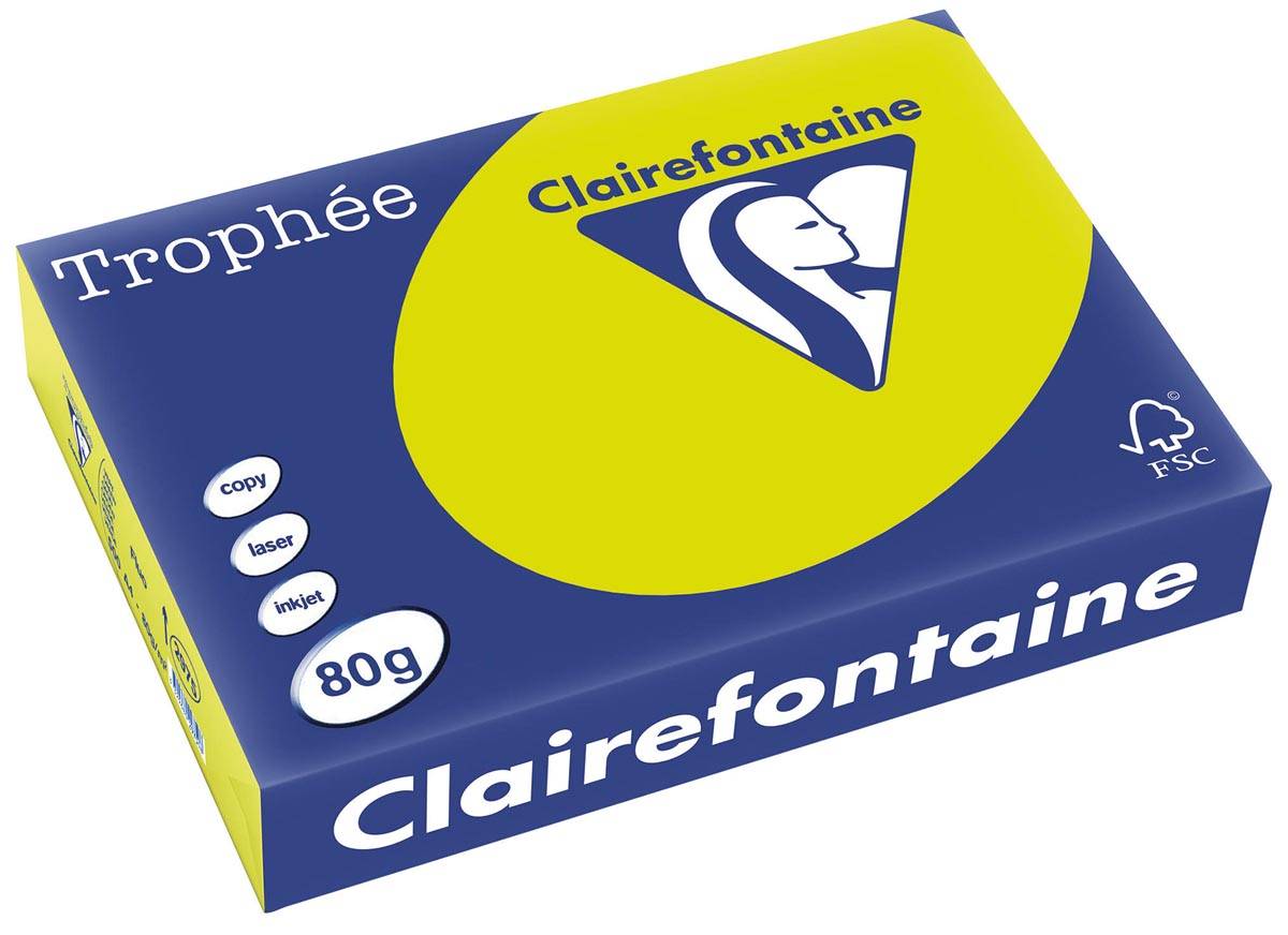 Clairefontaine Trophée Intens, gekleurd papier, A4, 80 g, 500 vel, fluo groen