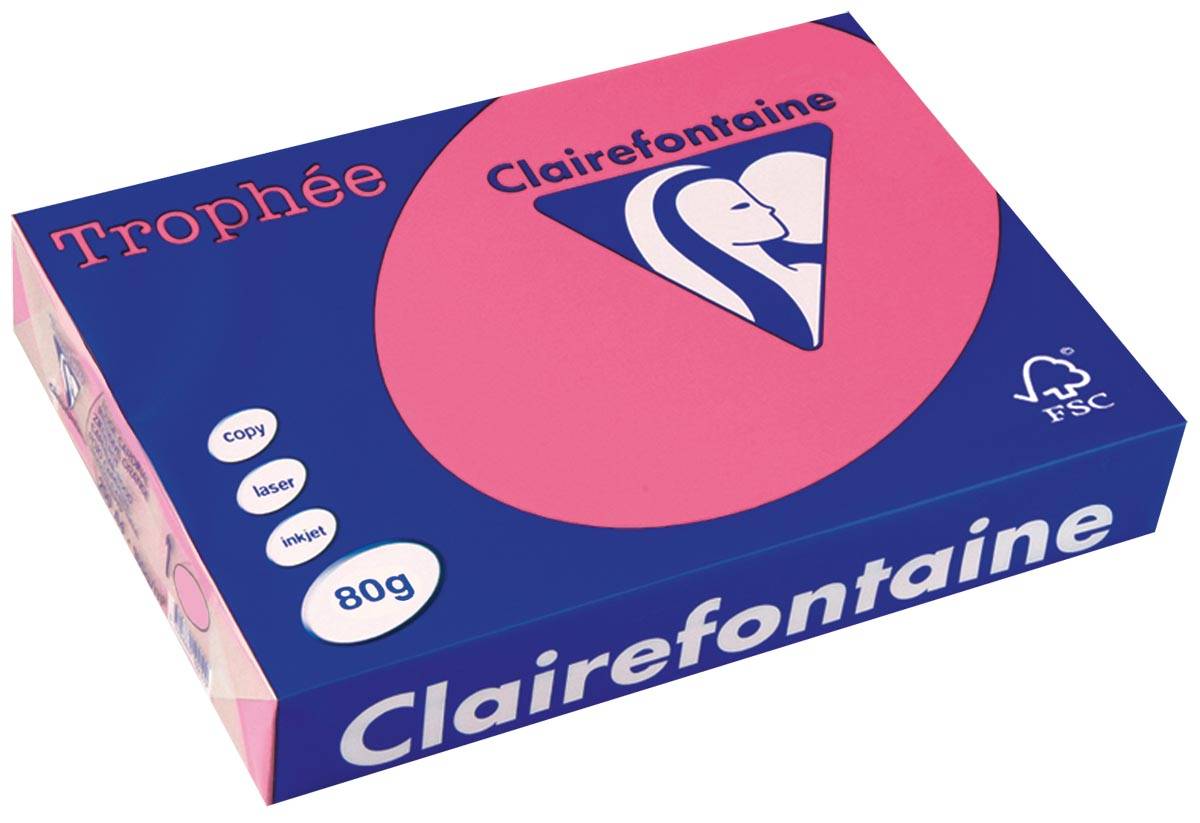 Clairefontaine Trophée Intens, gekleurd papier, A4, 80 g, 500 vel, fuchsia