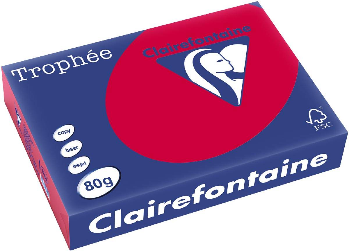 Clairefontaine Trophée Intens, gekleurd papier, A4, 80 g, 500 vel, kersenrood