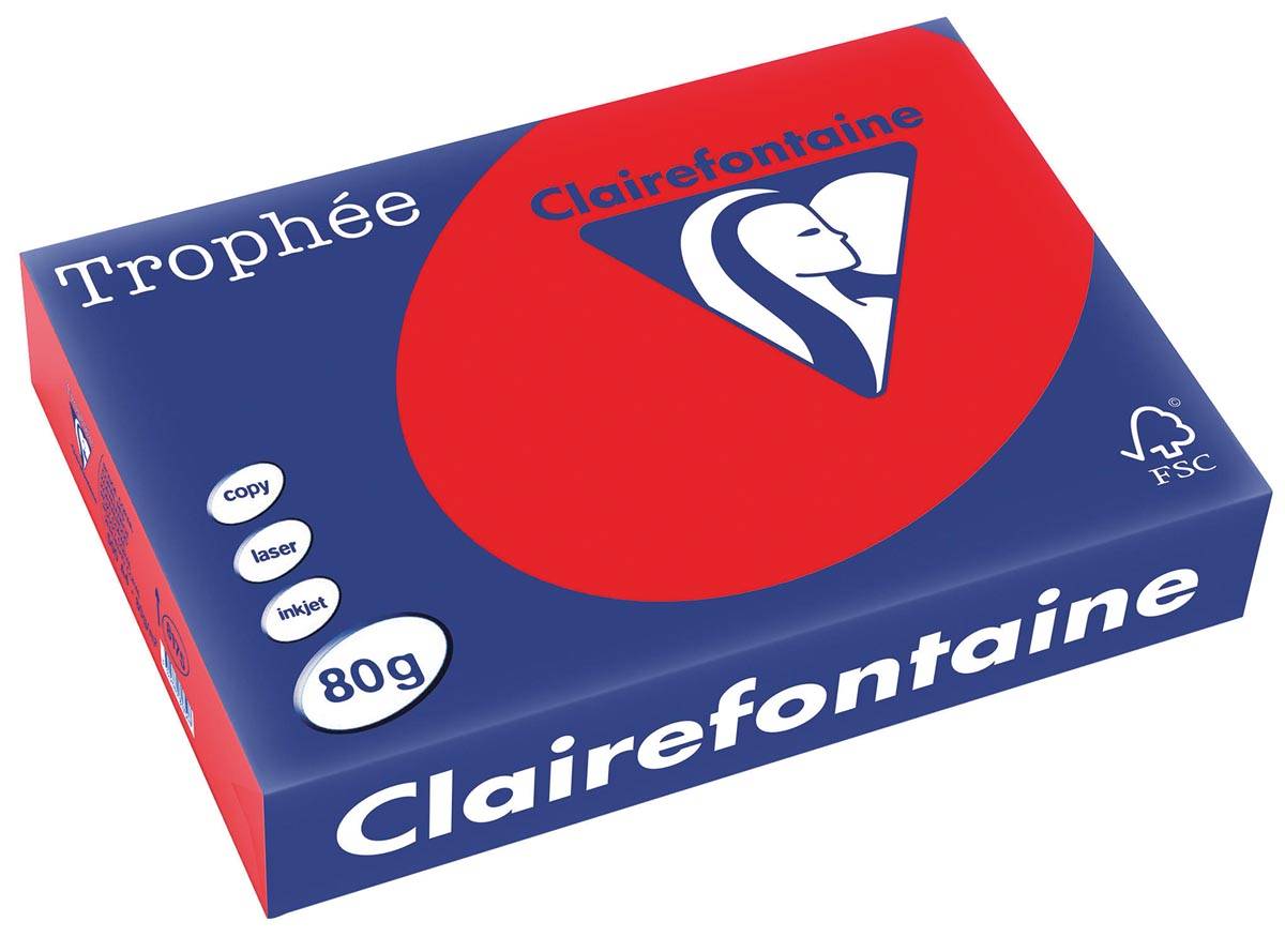 Clairefontaine Trophée Intens, gekleurd papier, A4, 80 g, 500 vel, koraal rood