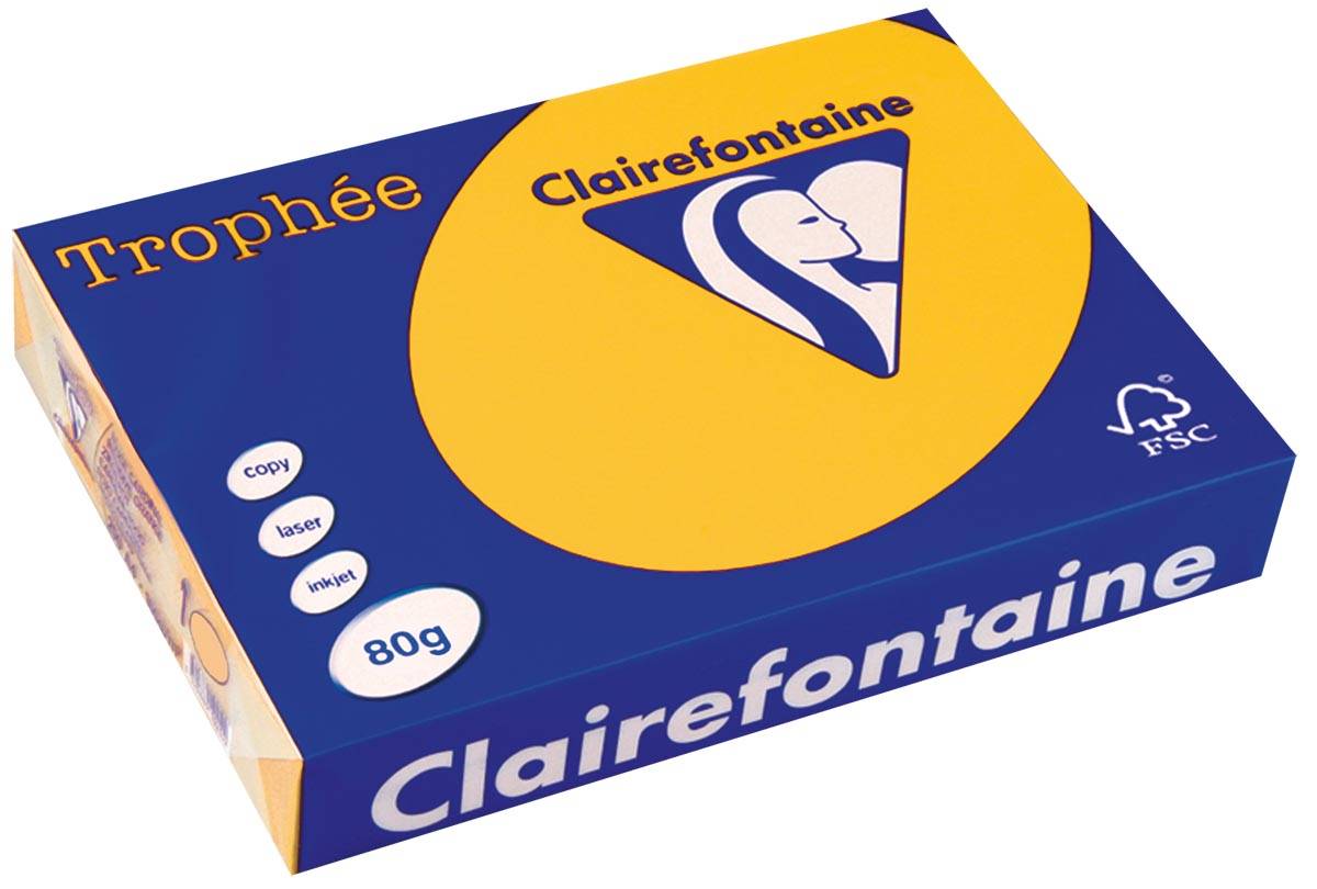 Clairefontaine Trophée Intens, gekleurd papier, A4, 80 g, 500 vel, zonnebloemgeel