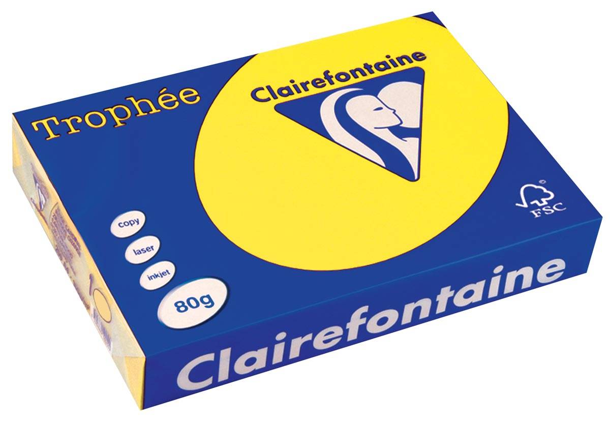 Clairefontaine Trophée Intens, gekleurd papier, A4, 80 g, 500 vel, zonnegeel
