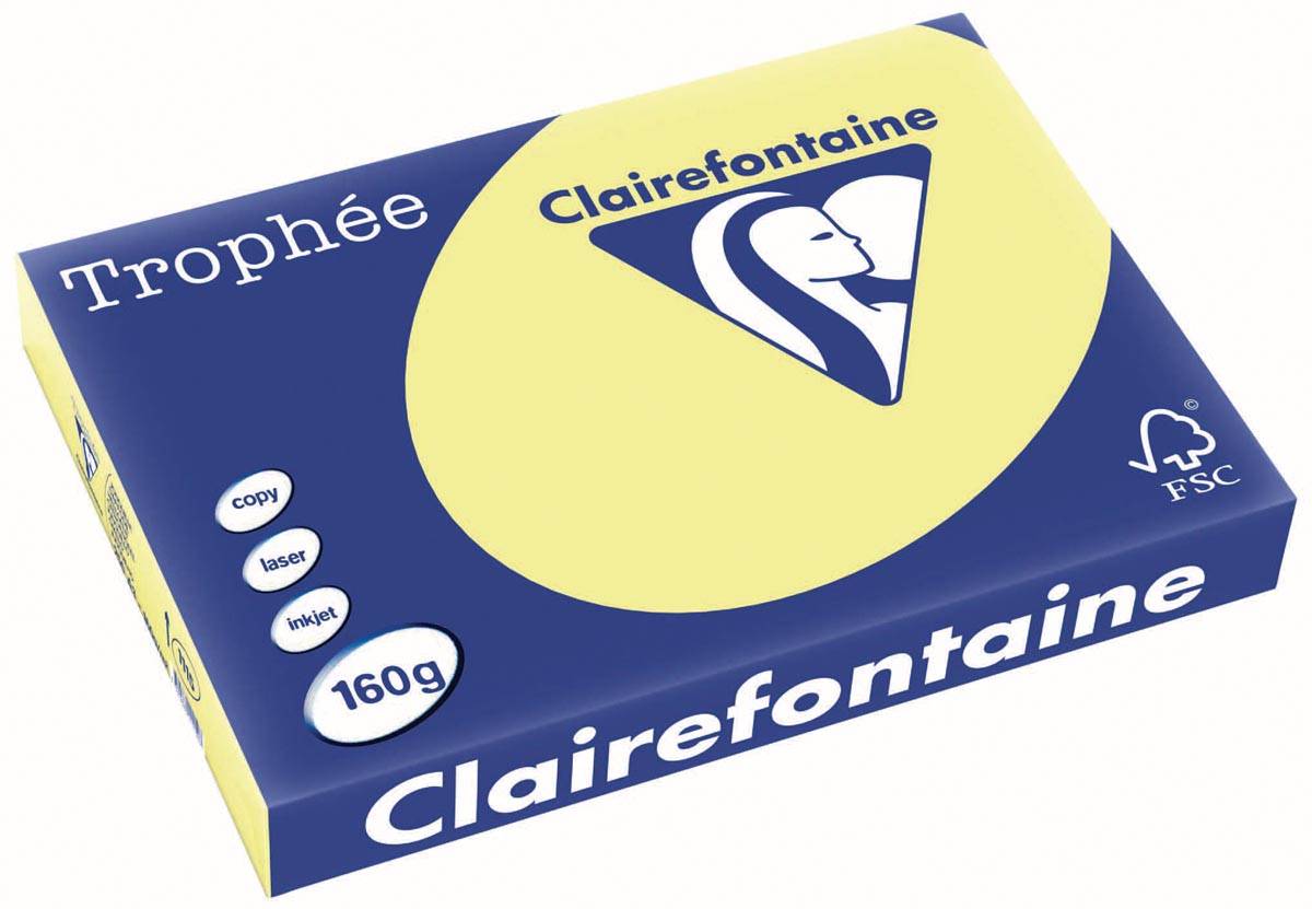 Clairefontaine Trophée Pastel, gekleurd papier, A3, 160 g, 250 vel, citroengeel