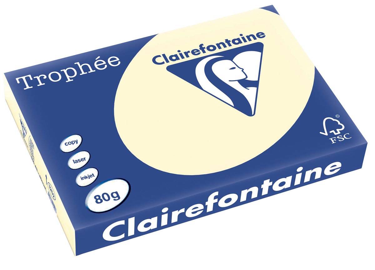 Clairefontaine Trophée Pastel, gekleurd papier, A3, 80 g, 500 vel, crème
