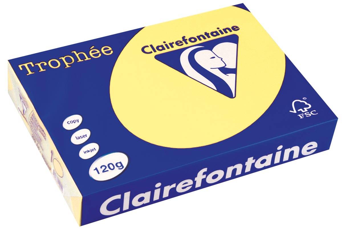 Clairefontaine Trophée Pastel, gekleurd papier, A4, 120 g, 250 vel, citroengeel