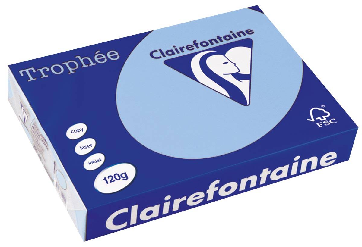 Clairefontaine Trophée Pastel, gekleurd papier, A4, 120 g, 250 vel, helblauw