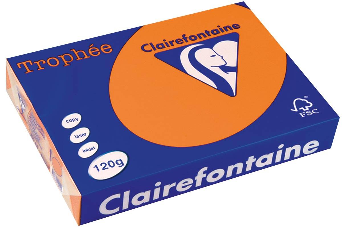 Clairefontaine Trophée Pastel, gekleurd papier, A4, 120 g, 250 vel, oranje