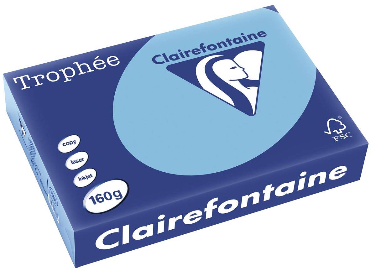 Clairefontaine Trophée Pastel, gekleurd papier, A4, 160 g, 250 vel, lavendelblauw