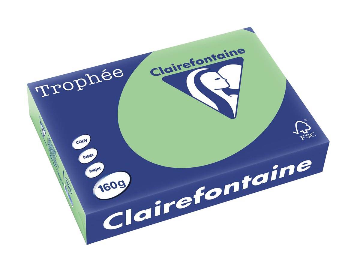 Clairefontaine Trophée Pastel, gekleurd papier, A4, 160 g, 250 vel, natuurgroen
