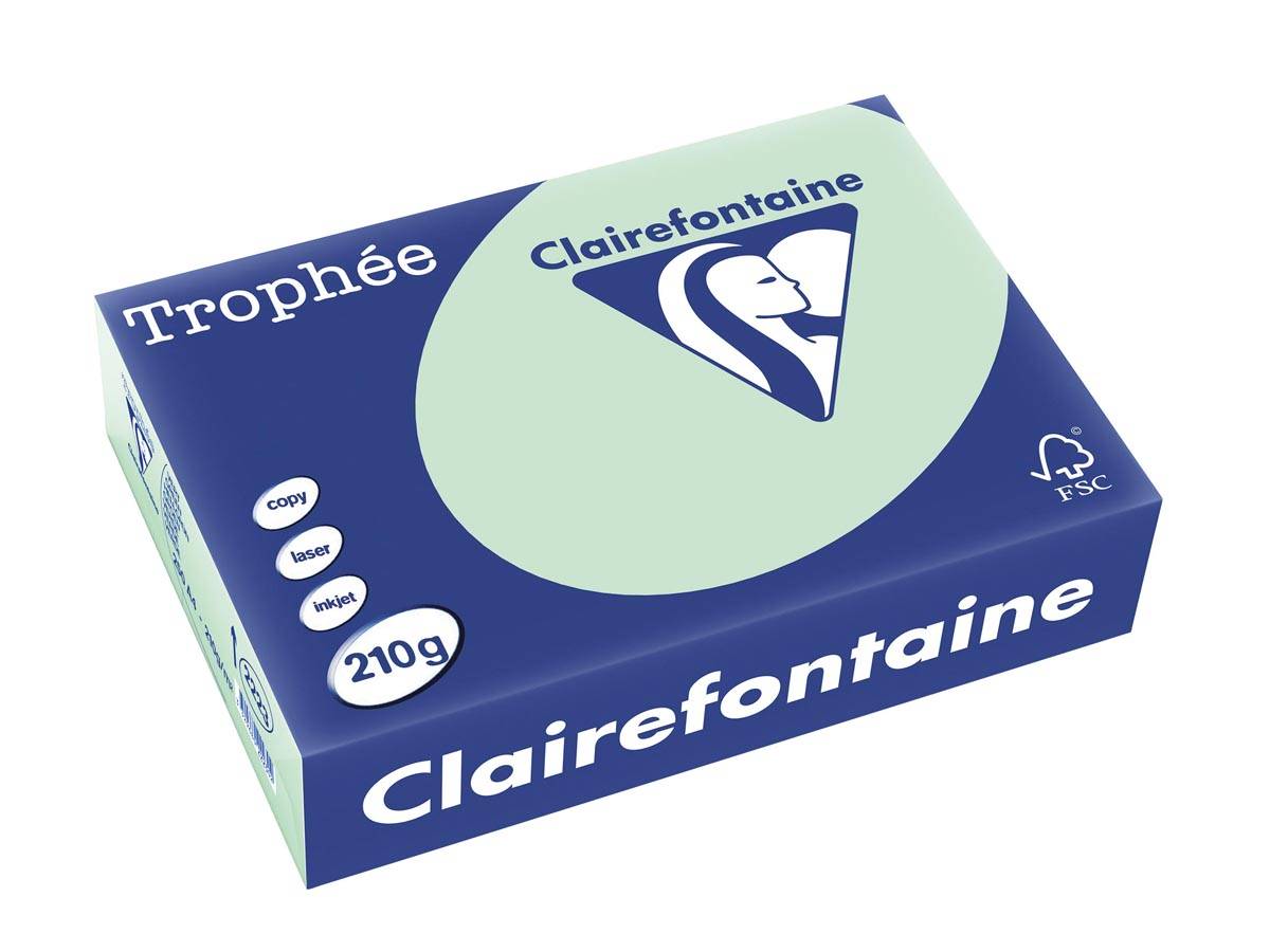 Clairefontaine Trophée Pastel, gekleurd papier, A4, 210 g, 250 vel, groen