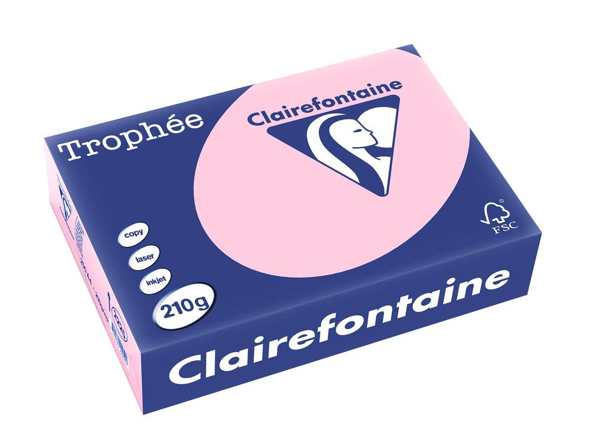 Clairefontaine Trophée Pastel, gekleurd papier, A4, 210 g, 250 vel, roze
