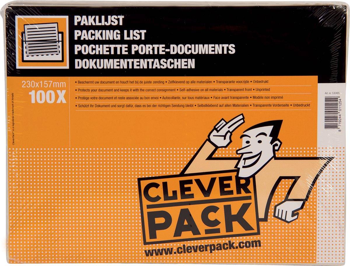 Cleverpack documenthouder, onbedrukt, ft 230 x 157 mm, pak van 100 stuks