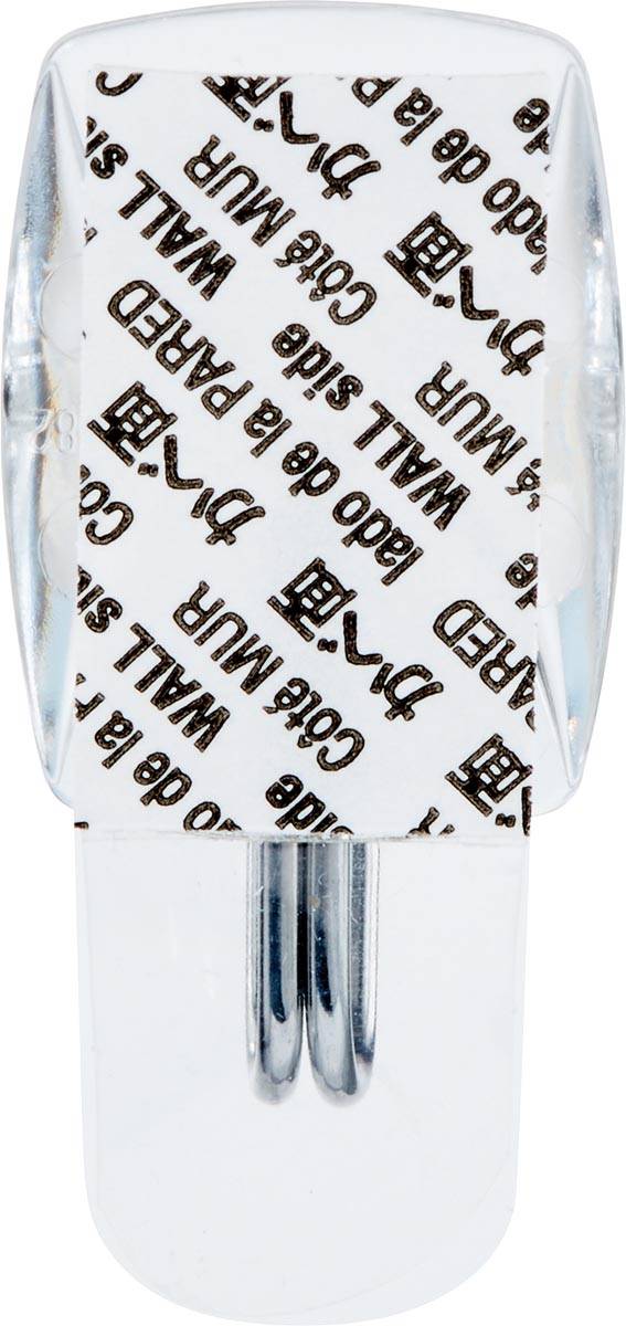 Command decohaak, small, draagvermogen 225 gram, transparant met metalen draadeinde, blister van 3 stuks