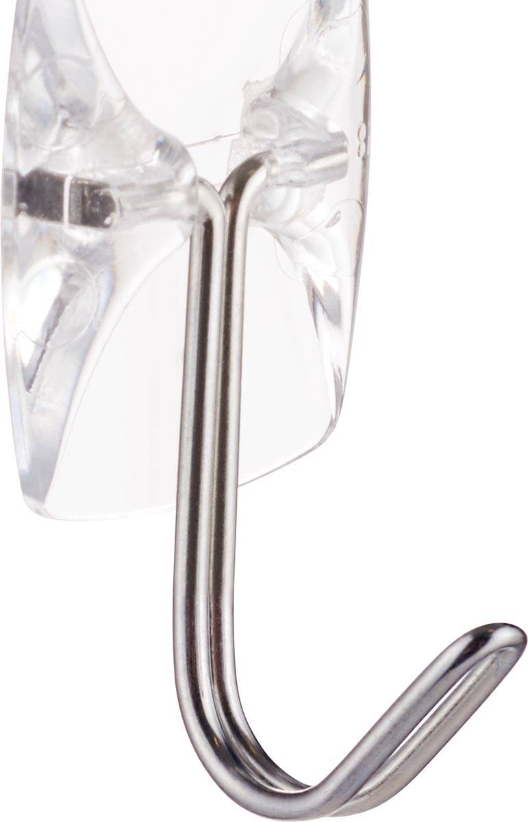 Command decohaak, small, draagvermogen 225 gram, transparant met metalen draadeinde, blister van 3 stuks