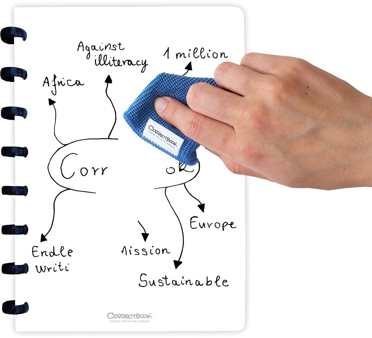 Correctbook A5 Hardcover: uitwisbaar / herbruikbaar notitieboek, blanco, Ink Black (zwart)