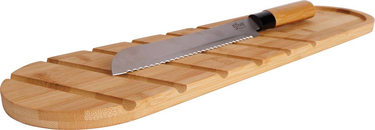 Cosy & Trendy broodplank, inclusief broodmes, uit bamboe, ft 50 x 14 cm