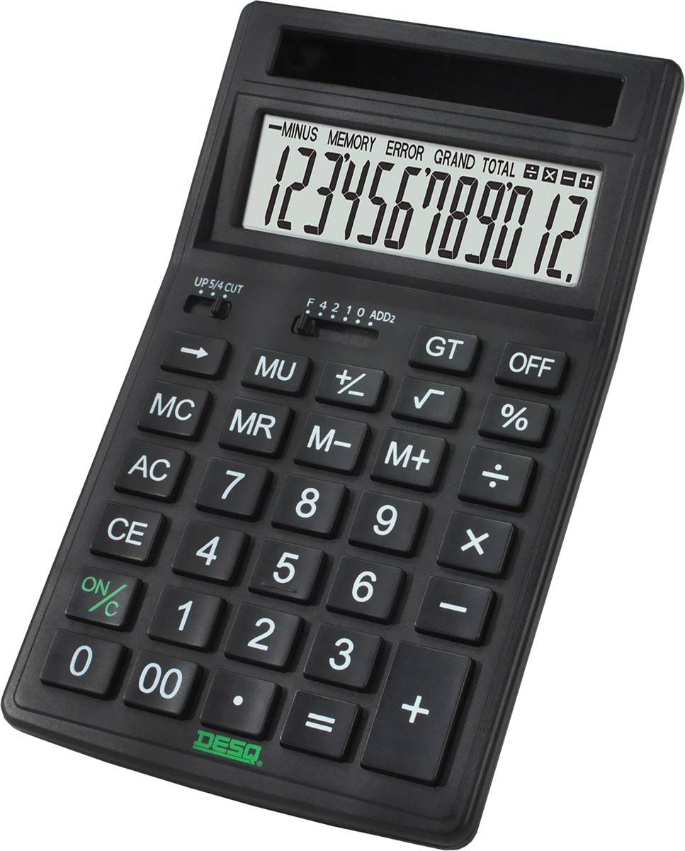 Desq bureaurekenmachine 30400, volledig op zonne-energie, zwart