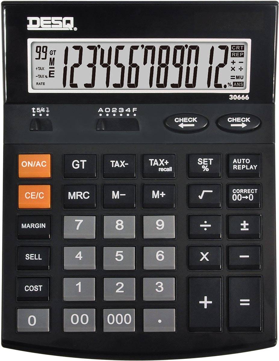 Desq bureaurekenmachine Heavy Duty 30666, Check & Correct, zwart