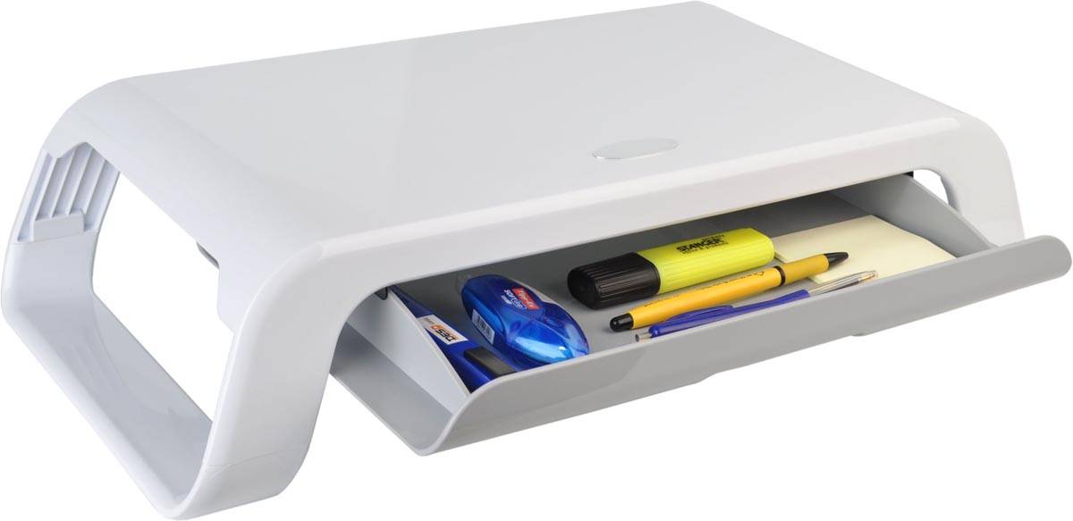 Desq monitorstandaard, met lade, wit