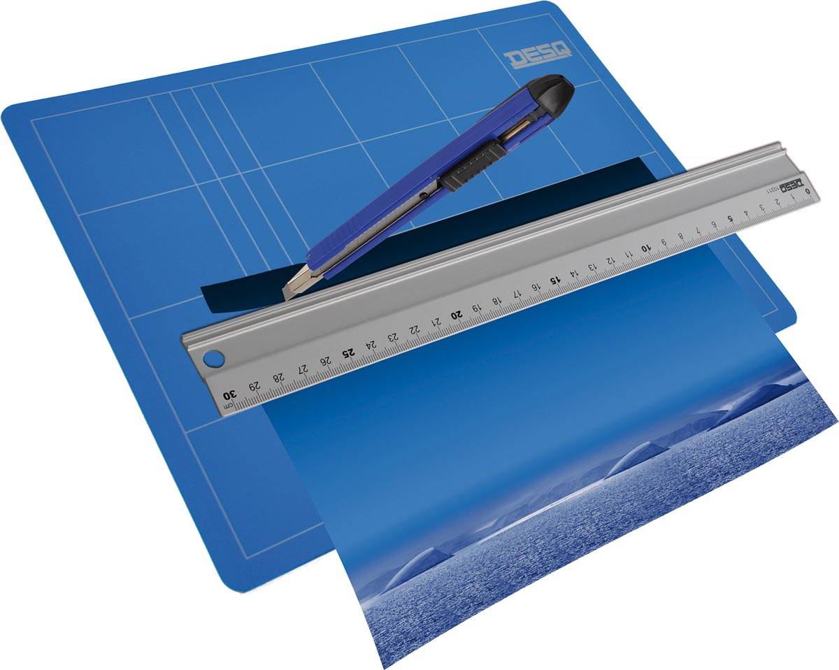 Desq snijmat, 3-laags, blauw, ft 22 x 30 cm