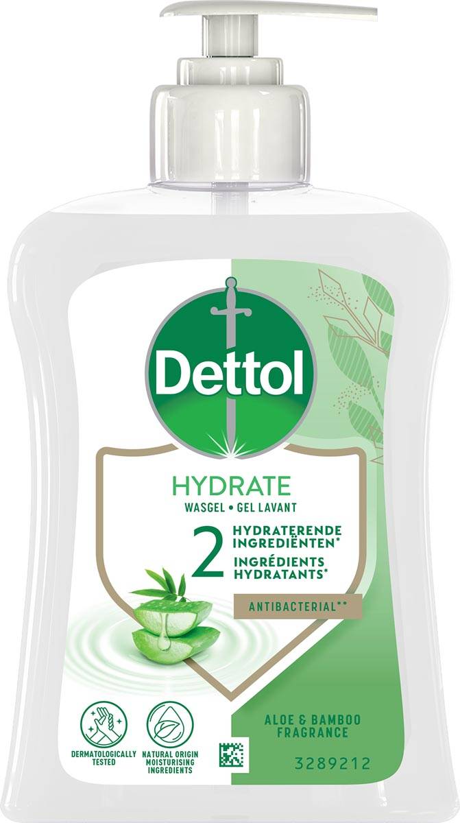 Dettol handzeep Hydrate, aloë vera en bamboe, flacon van 250 ml