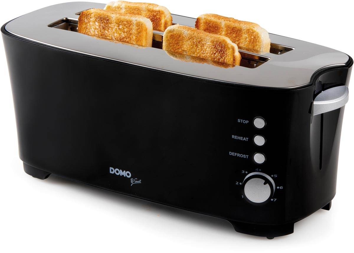Domo Broodrooster B-Smart, voor 4 sneden brood, zwart