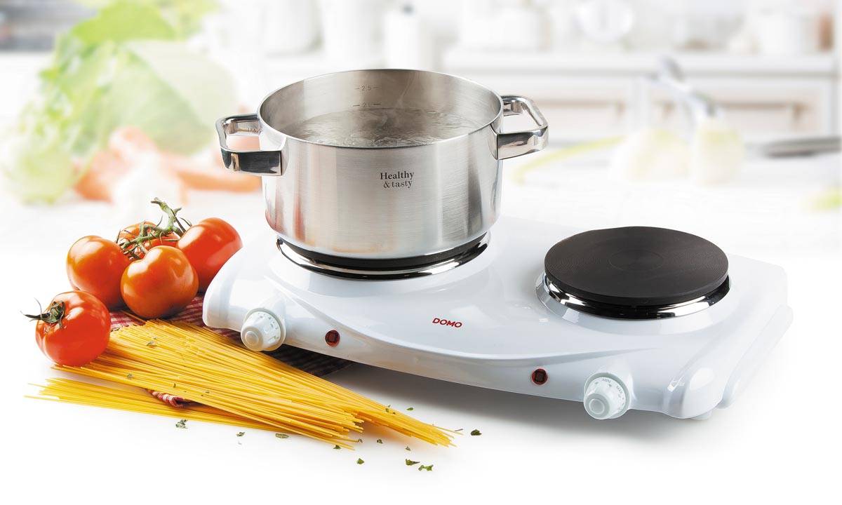 Domo elektrische kookplaat, 1000-1500W, wit