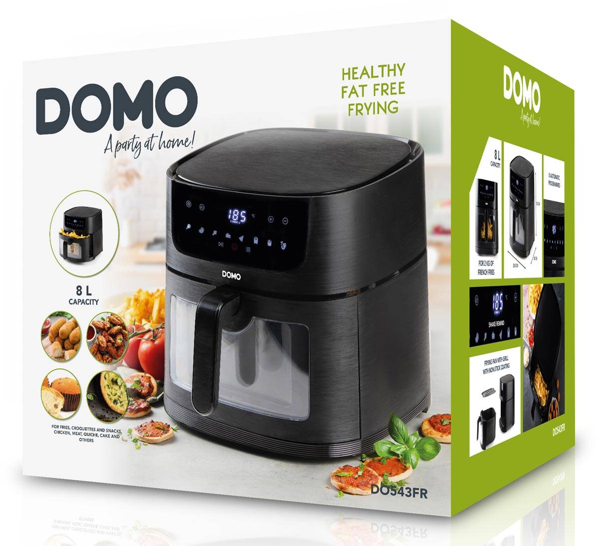 Domo heteluchtfriteuse Deli-Fryer met kijkvenster, 8 l, zwart