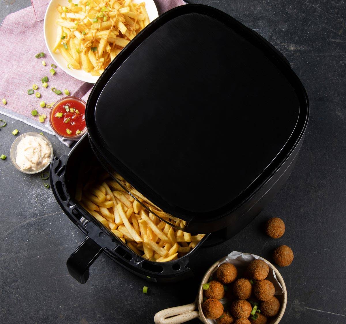 Domo heteluchtfriteuse Deli-Fryer met kijkvenster, 8 l, zwart