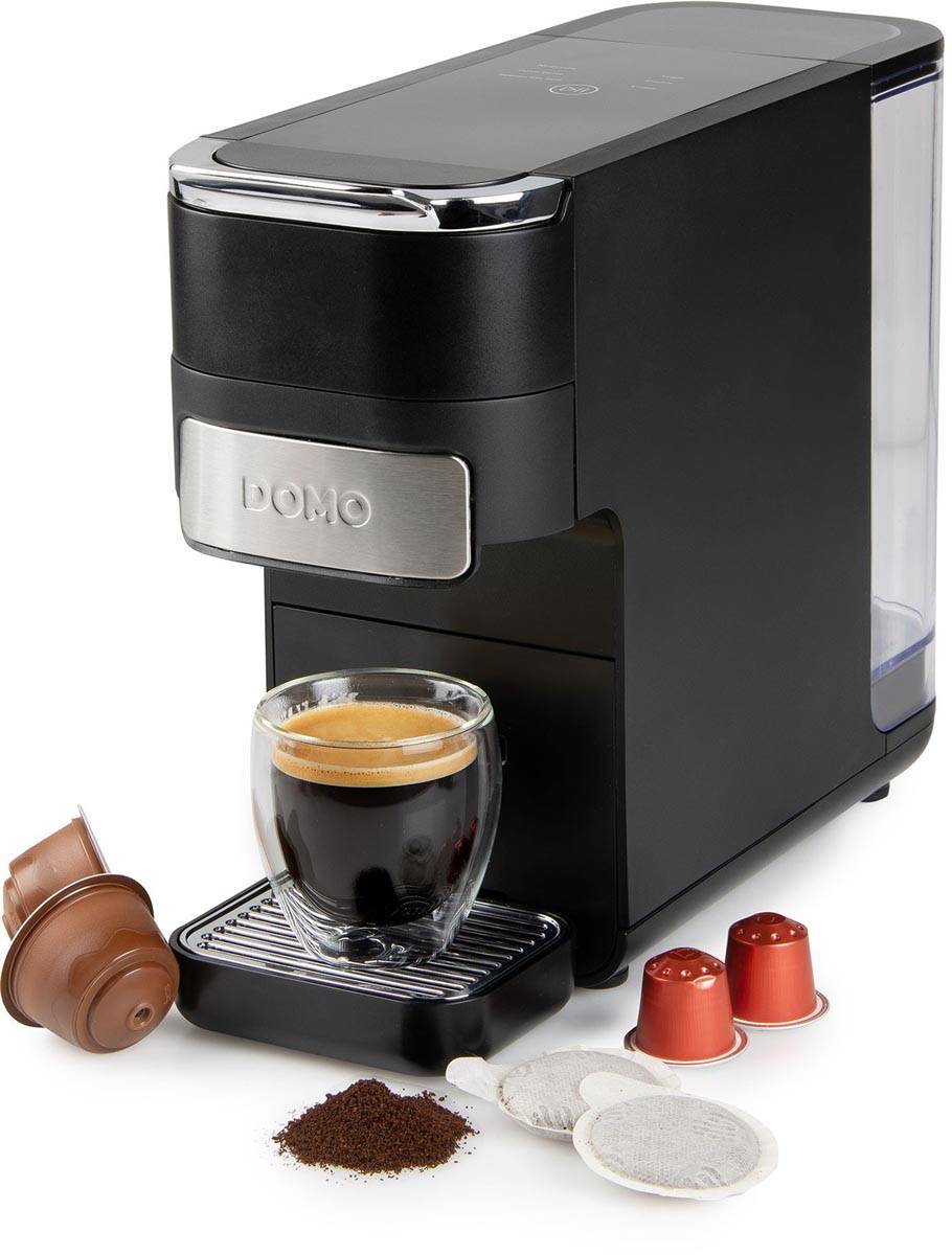 Domo koffiezetapparaat 4-in-1 (Nespresso, Dolce gusto, pads, gemalen koffie), zwart