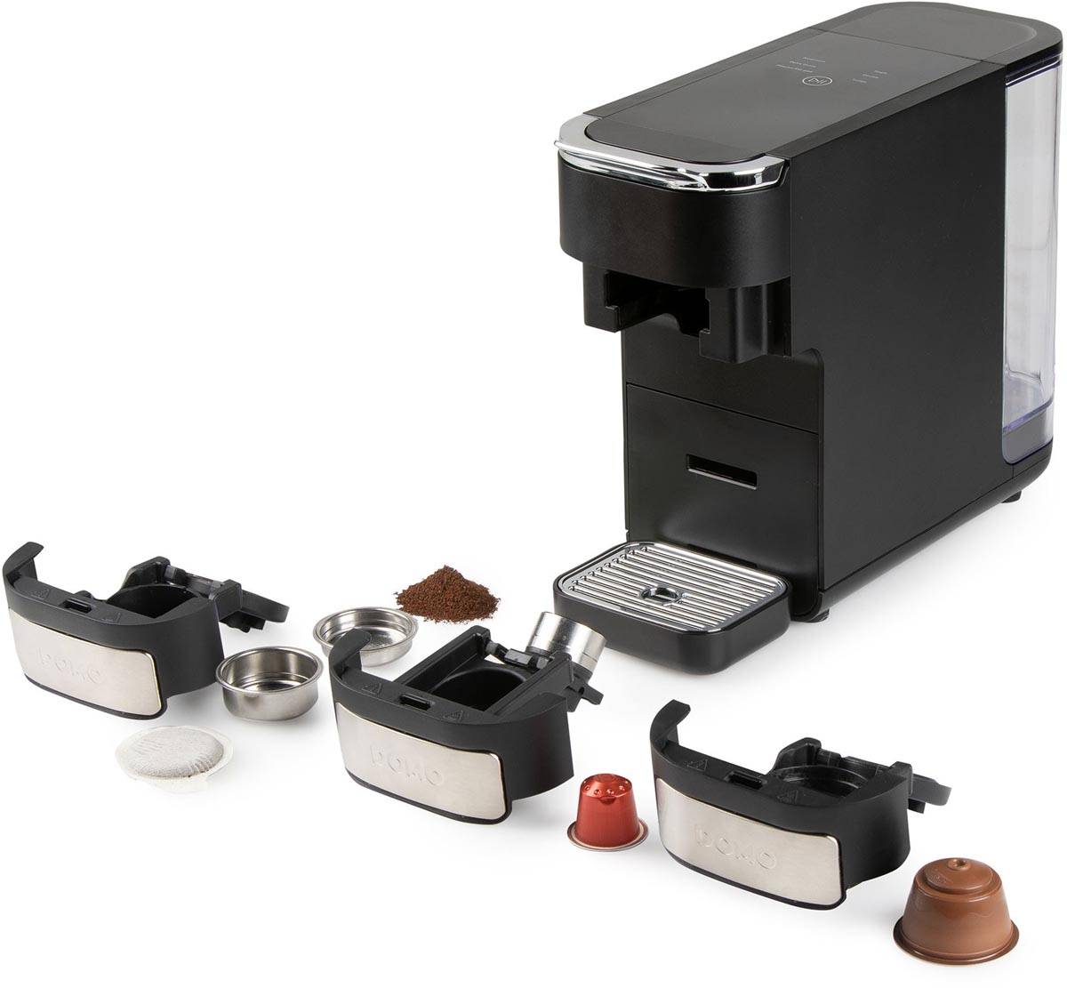 Domo koffiezetapparaat 4-in-1 (Nespresso, Dolce gusto, pads, gemalen koffie), zwart