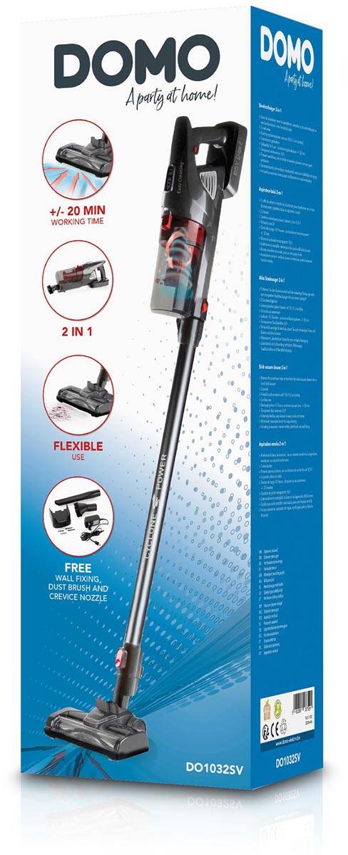 Domo steelstofzuiger 2 in 1 met oplaadbare batterij, 18,5 V, zwart