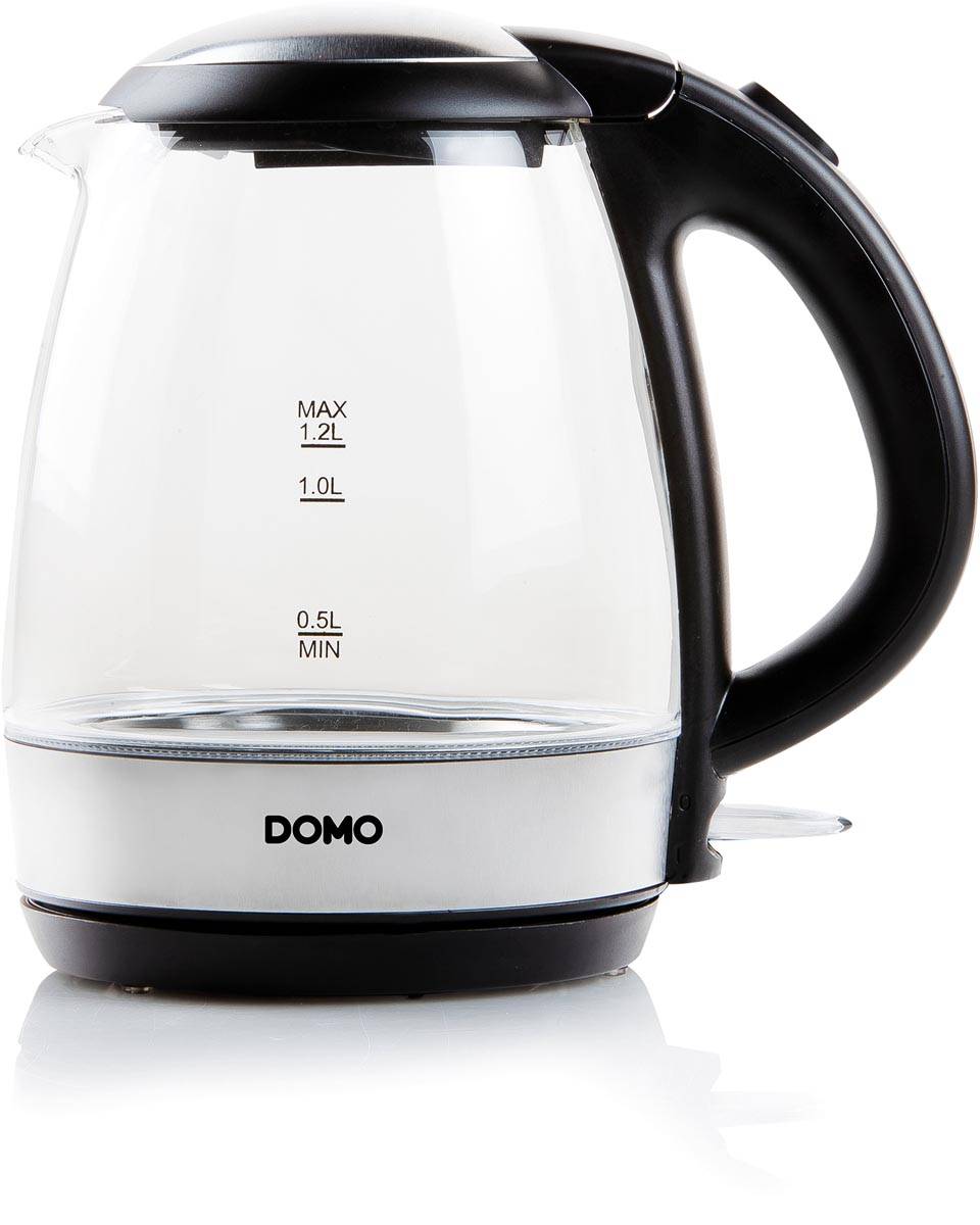 Domo waterkoker uit glas en RVS, 1,2 l, 2200 W