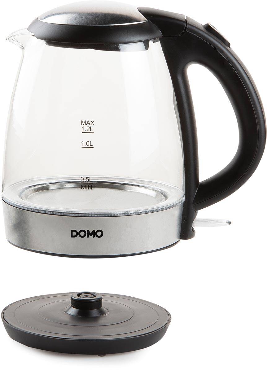 Domo waterkoker uit glas en RVS, 1,2 l, 2200 W