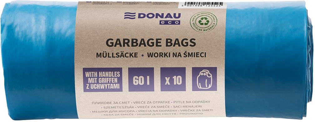 DONAU ECO vuilniszak, LDPE, 30 micron, 60 liter, blauw, rol van 10 stuks