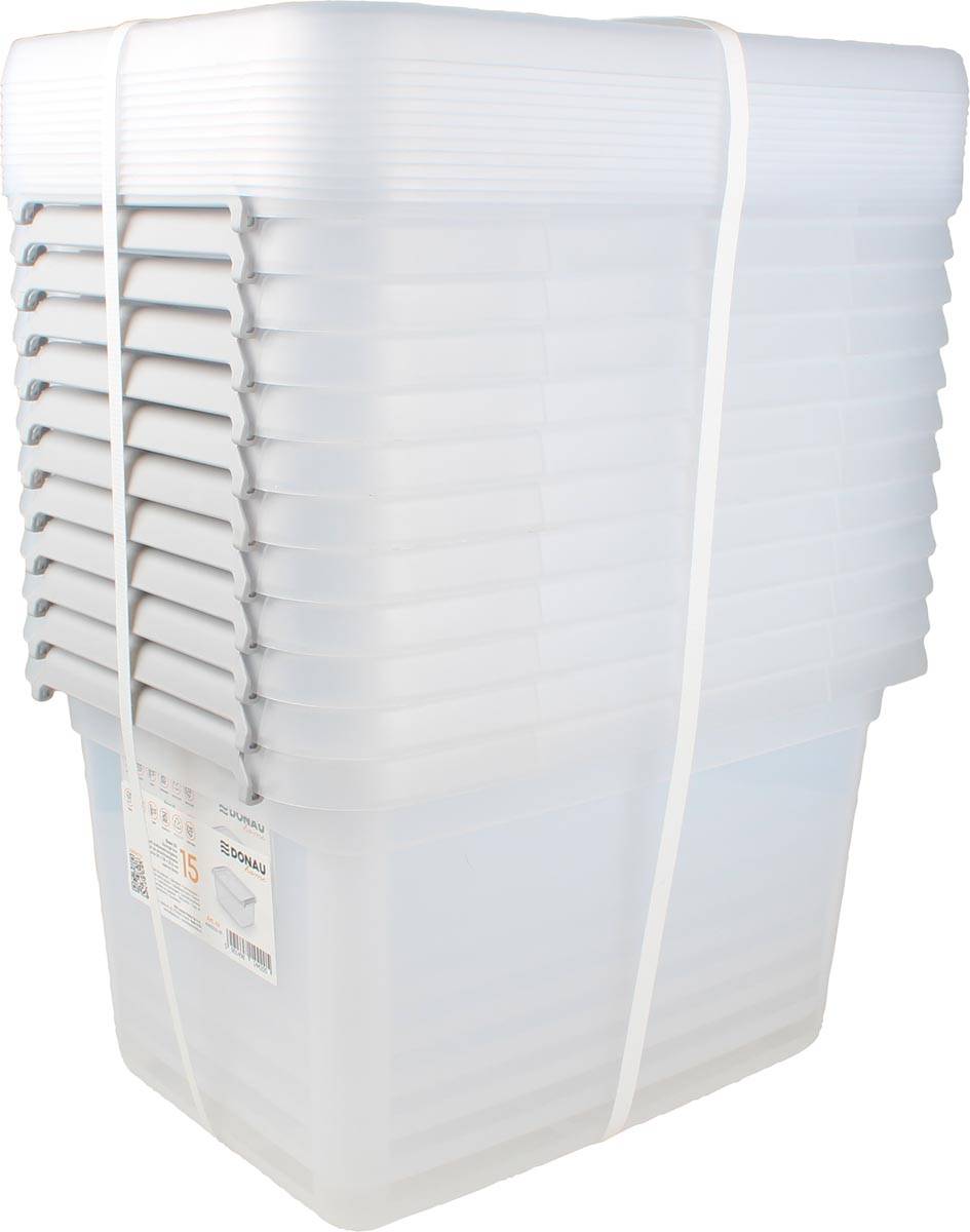 DONAU Home opbergdoos, 15 liter, transparant
