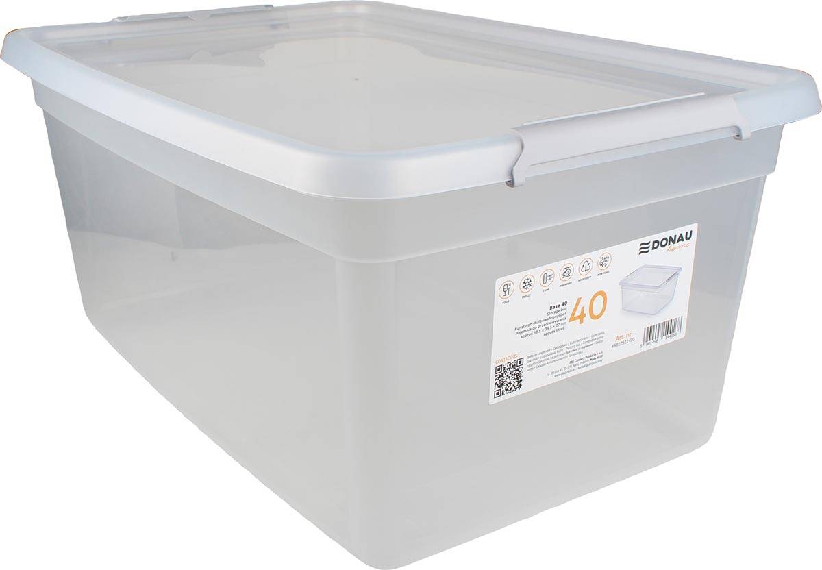 DONAU Home opbergdoos, 40 liter, transparant