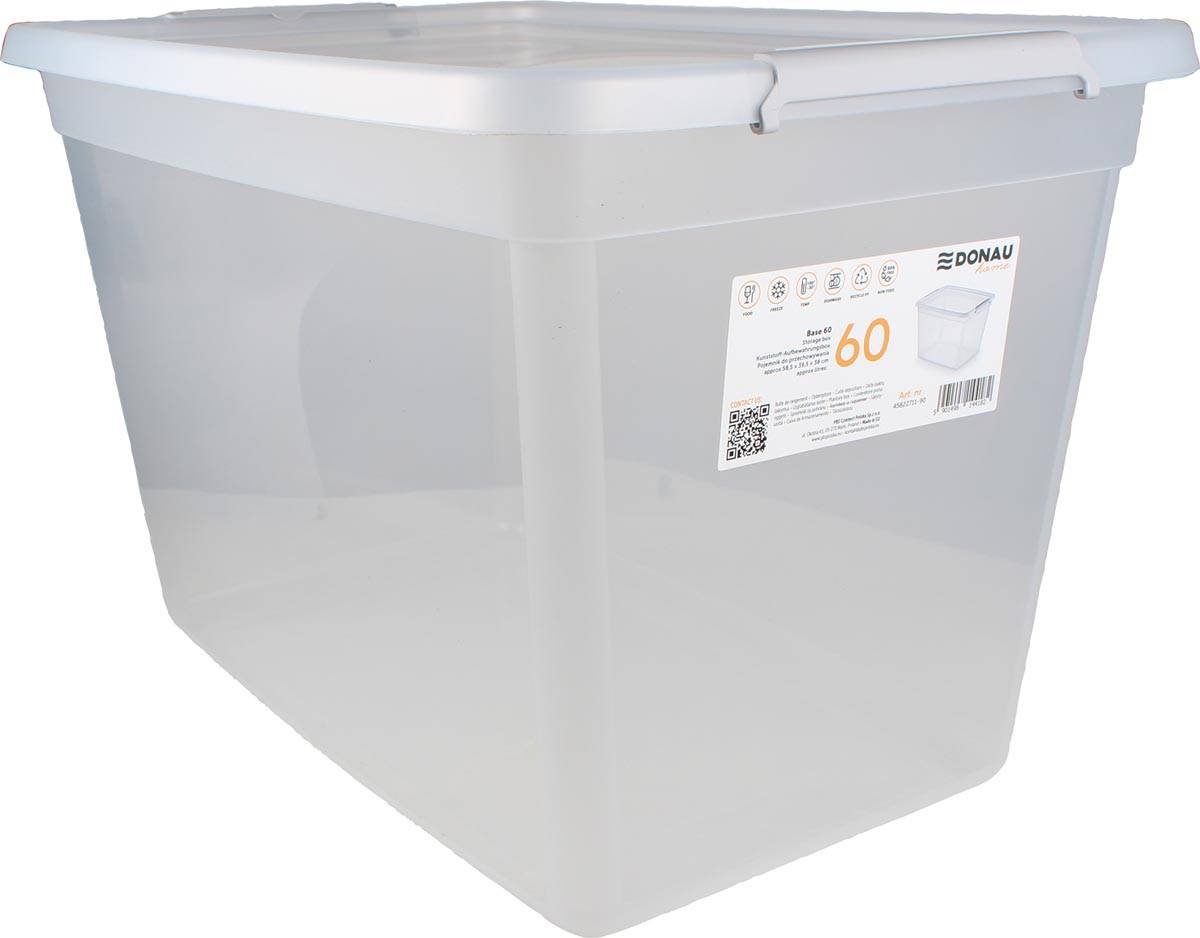 DONAU Home opbergdoos, 60 liter, transparant