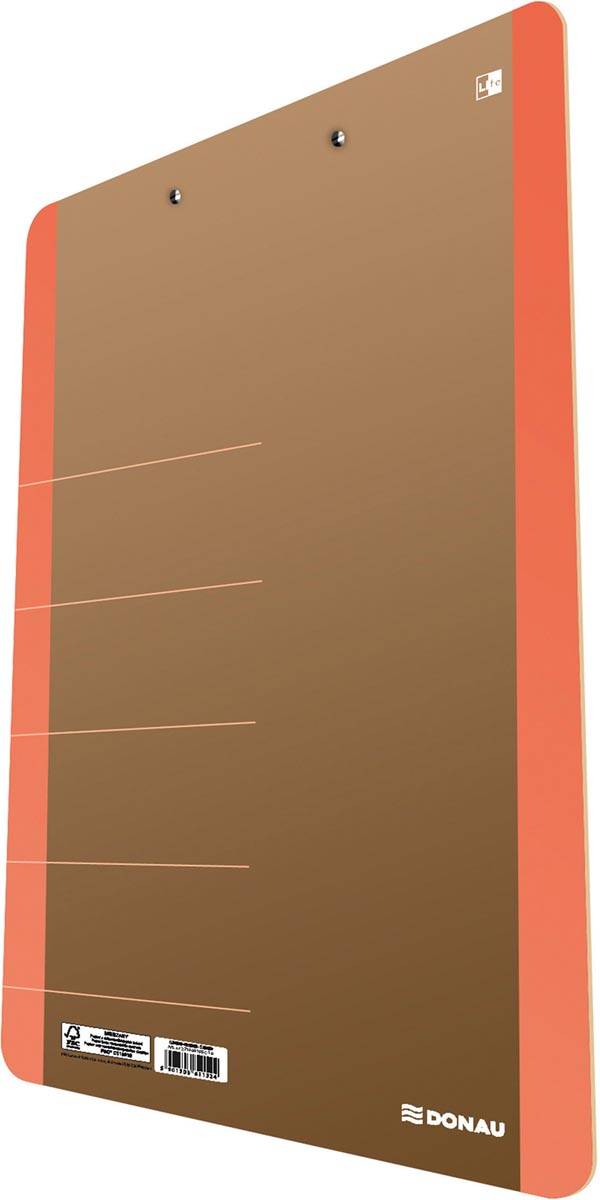 DONAU klemplaat, A4, hardboard karton, staand, bruin-oranje