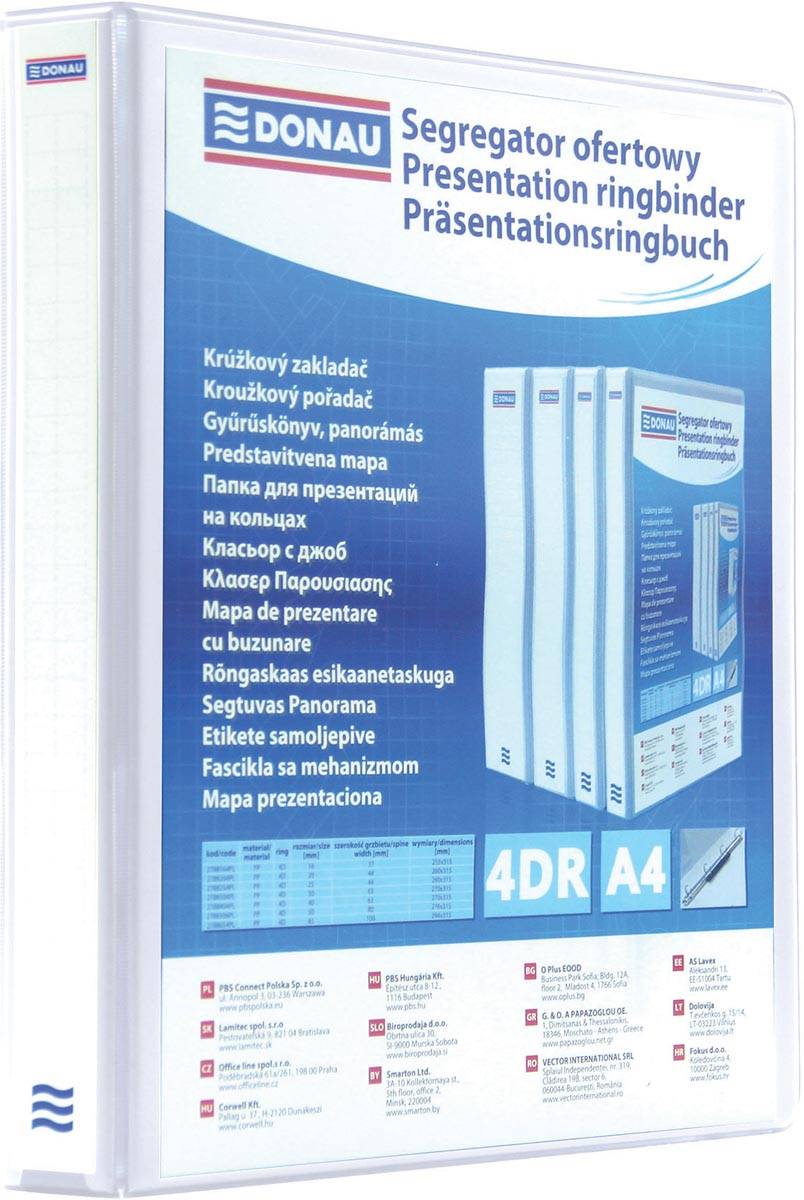 DONAU ringmap, PP, 4 ringen, 16 mm, wit